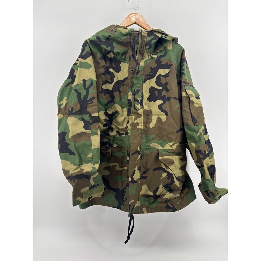US Army ECWCS Parka Jacket Men's Green Woodland Camo Large Gore-Tex Cold Weather